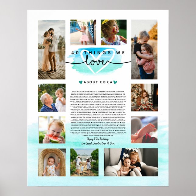 Poster Aquarela azul turquesa e azul 40 razões pelas quai (Frente)