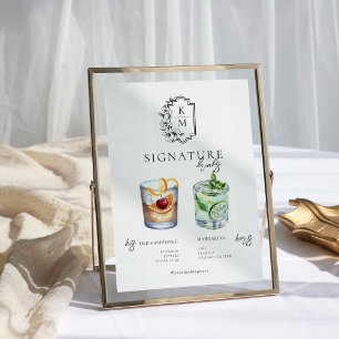 Poster Aquarela   Bebida com a Assinatura dos Noivos