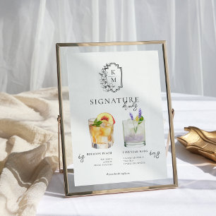 Poster Aquarela   Bebida com a Assinatura dos Noivos