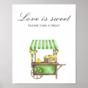Poster Aquarela cítrica - o amor é doce, aproveite um agr