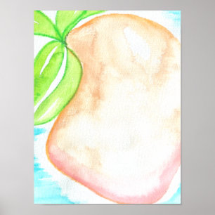 Poster Aquarela Cozinha Tropical Manga Pintada à Mão