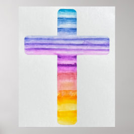 Poster Aquarela Cruz/ Arte Cruzada/ Arte Cristã/ Jesus