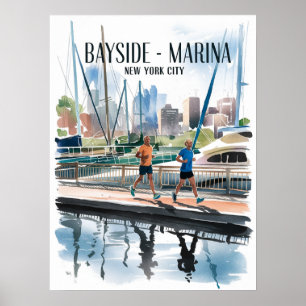 Poster Aquarela da Corrida na Marina de Bayside
