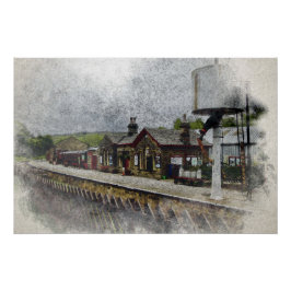 Póster Aquarela da Estação Ferroviária de Oxenhope