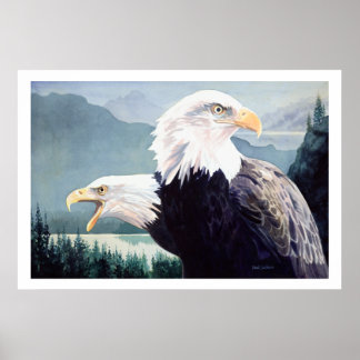 Póster Aquarela de Águia Balda "Vigilância"