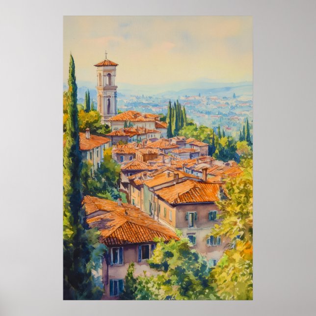 Poster Aquarela de Bergamo 1 (Frente)