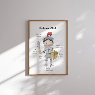 Poster Aquarela de cabelos escuros é a armadura de Deus i