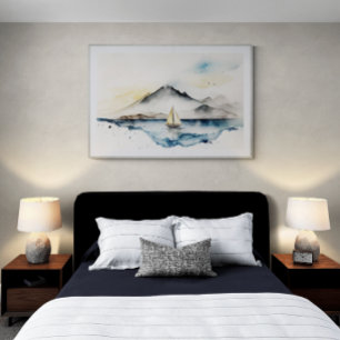 Poster Aquarela de embarcação de navegação