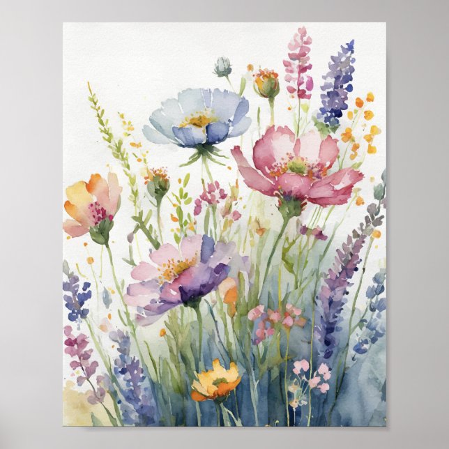 Poster Aquarela de Flor Pastel (Frente)