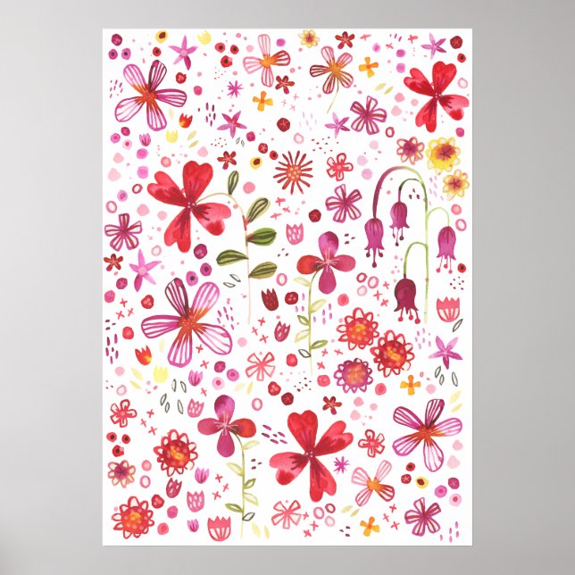Poster Aquarela de Flor Selvagem (Frente)