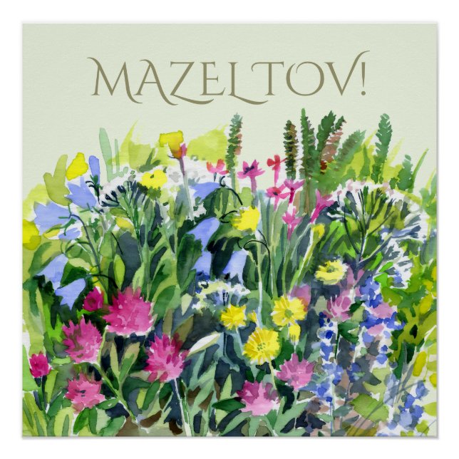 Póster Aquarela de flores silvestres (Frente)