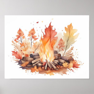Poster Aquarela de Fogo Automática