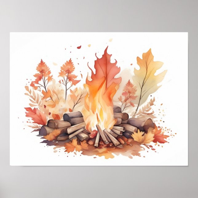 Poster Aquarela de Fogo Automática (Frente)