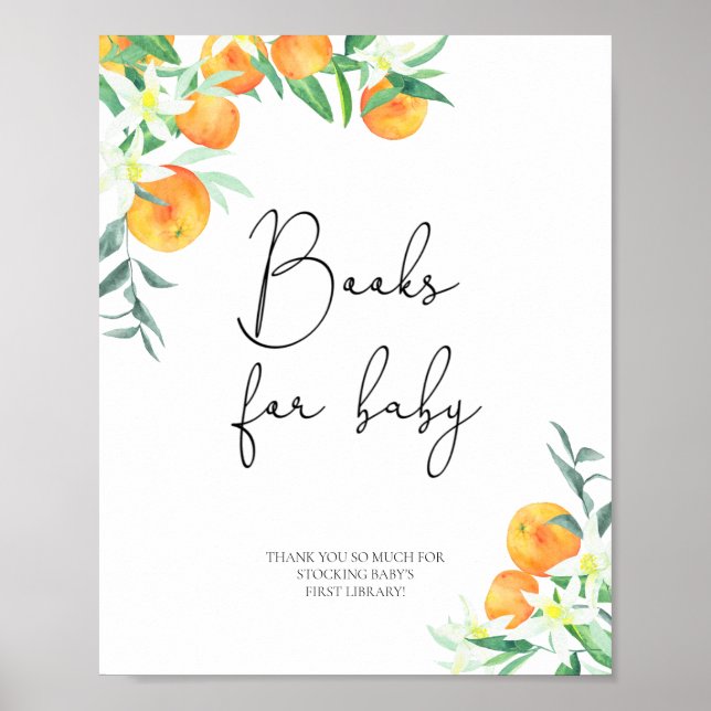 Poster Aquarela de laranjas, livros para bebê (Frente)