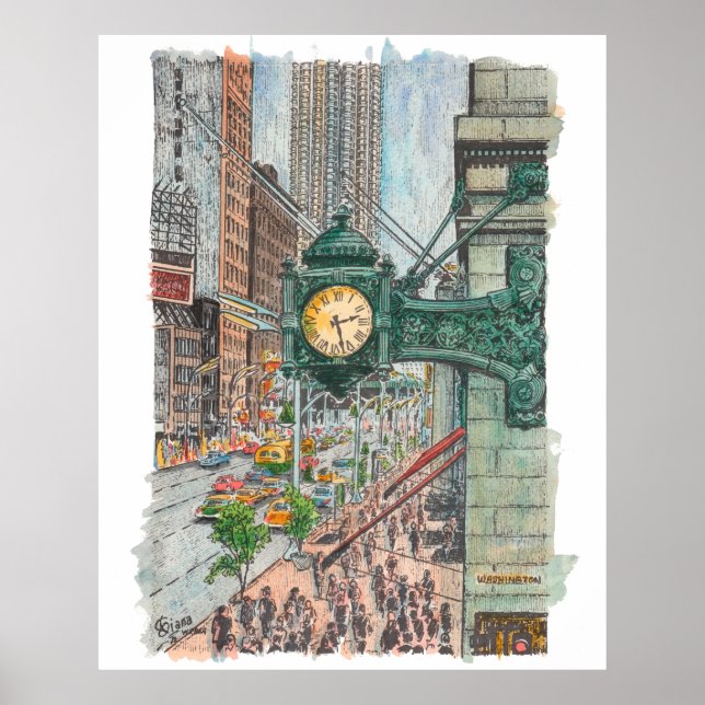 Poster Aquarela de Marshall Field (Frente)
