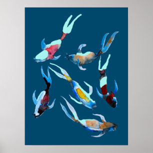 Poster Aquarela de Peixe Koi