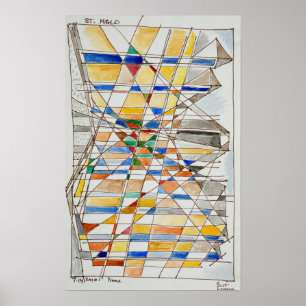 Póster Aquarela de Saint-Malo Bretanha, França