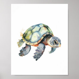 Poster Aquarela De Tartaruga