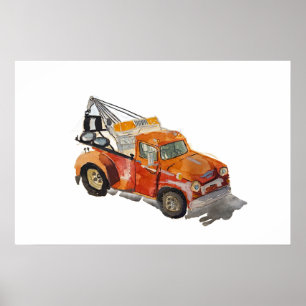 Poster Aquarela de um guincho enferrujado laranja