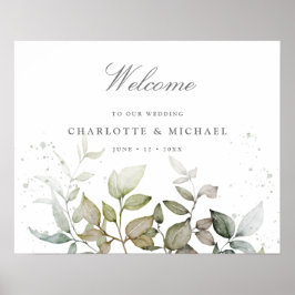 Poster aquarela deixa verde sinal de boas-vindas ao casam