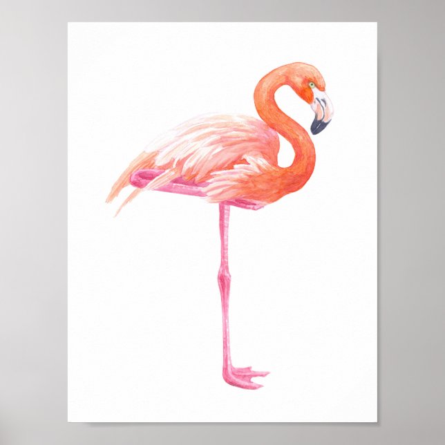 Póster Aquarela Flamingo (Frente)