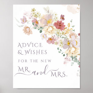 Poster Aquarela Flor Silvestre Roxa Conselhos Nupciais Pr
