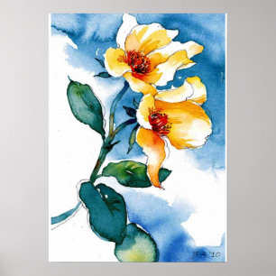 Póster Aquarela floral