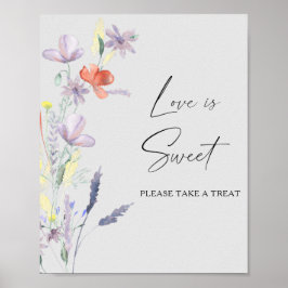 Poster Aquarela floral amor é doce pegue um tratamento po