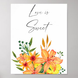 Poster Aquarela floral amor é doce presente 