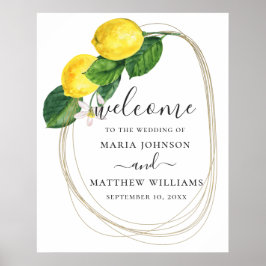 Poster Aquarela floral citrus limão casamento bem-vindo