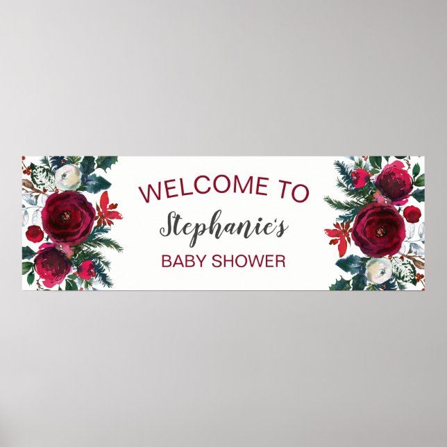 Poster Aquarela Flores de Borgonha de inverno (Frente)