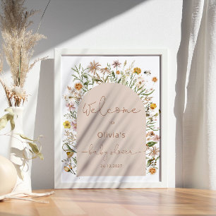 Poster Aquarela Flores Selvagens Boho Chá de fraldas