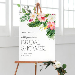 Poster Aquarela Flores Tropicais Chá de panela de Verão