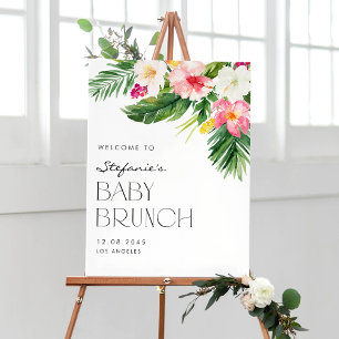 Poster Aquarela Flores Tropicais Summer Baby Brunch