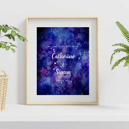 Poster Aquarela Galáxia Boas-vindas Palavras de Casamento