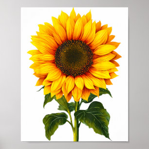 Poster Aquarela girassol amarelo jardim botânico verão