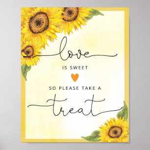 Poster Aquarela girassol amor é doce leva um tratamento p
