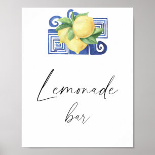 Poster Aquarela limão cítrico moderno - bar de limonada