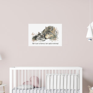 Poster Aquarela Mãe Loba Amor Feroz Vigia Eterno