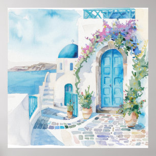 Poster Aquarela Mediterrâneo