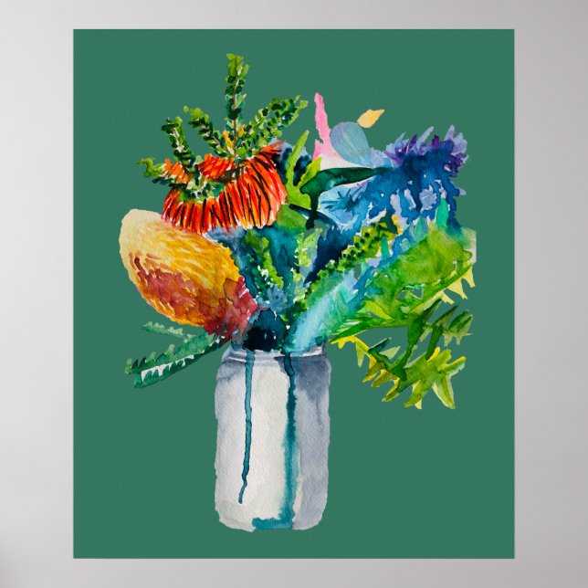 Poster Aquarela Nativa australiana Flores (Frente)