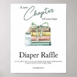 Poster Aquarela novo capítulo chá de bebê rifa de fralda