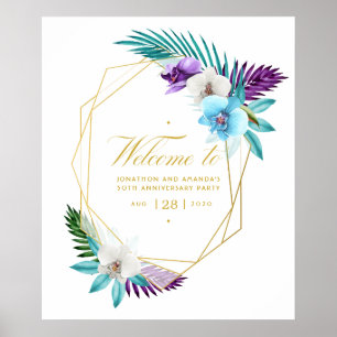 Poster Aquarela Orquídeas Tropicais Geométricas Anni Bem-