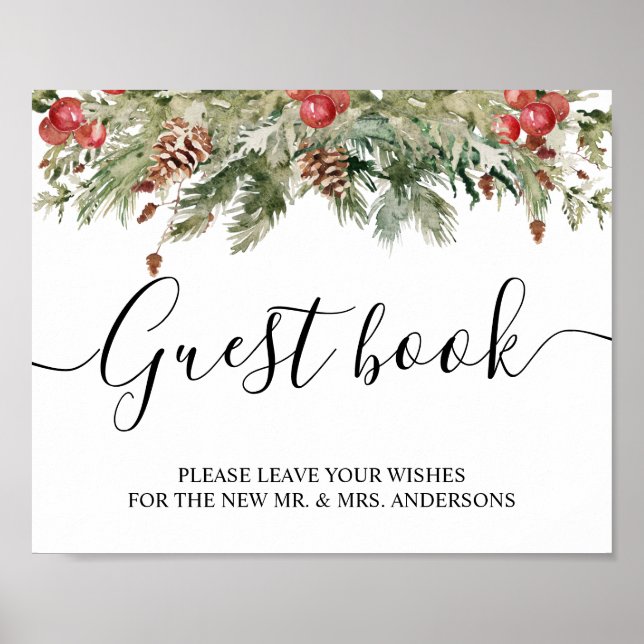 Poster Aquarela Palha Verde de Inverno e Pine Cone (Frente)