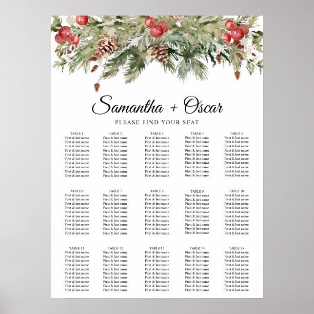 Poster Aquarela Palha Verde de Inverno e Pine Cone (Frente)