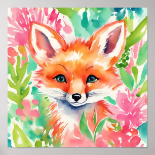 Poster Aquarela Papoila-Palmeira em Flores