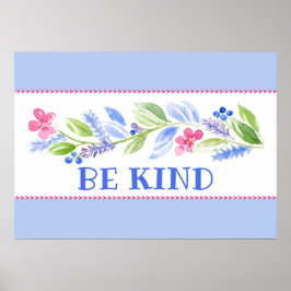 Poster Aquarela Pastel Floral SEJA GENTIL