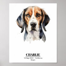 Aquarela Personalizada de Beagle