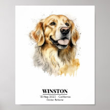 Aquarela Personalizada de Golden Retriever