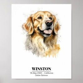 Poster Aquarela Personalizada do Golden Retriever